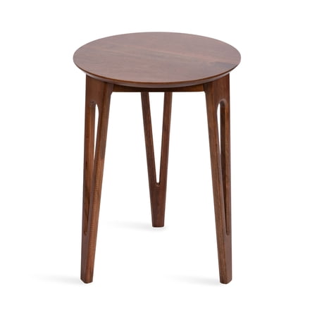 Kate and Laurel Kershaw Mid-Century Modern Round Side Table, 16 x 16 x 22, Walnut Brown, Transitional Circle Living Room End Table with Tapered Hairpin Legs for Use as Bedroom Nightstand Table
