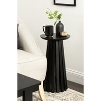 Kate and Laurel Klarc Modern Slatted Wood Round Drink Table, 12 x 12 x 22, Black, Circle Pedestal Table for Use as Bedroom Nightstand, Indoor Plant Stand, or Decorative Living Room Accent