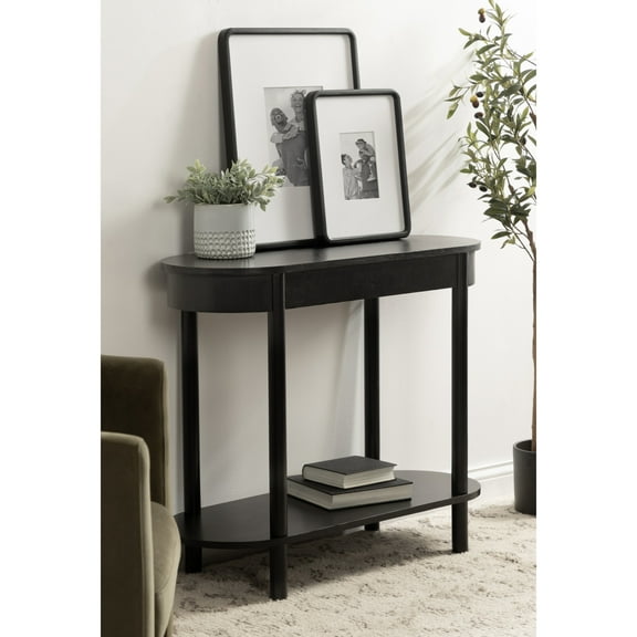 Kate and Laurel Koji Modern Tiered Rectangular Console Table, 36 x 14 x 30, Black, Transitional Two-Tier Wood Capsule Entryway Table with Storage for Use as Living Room Behind Couch Decor