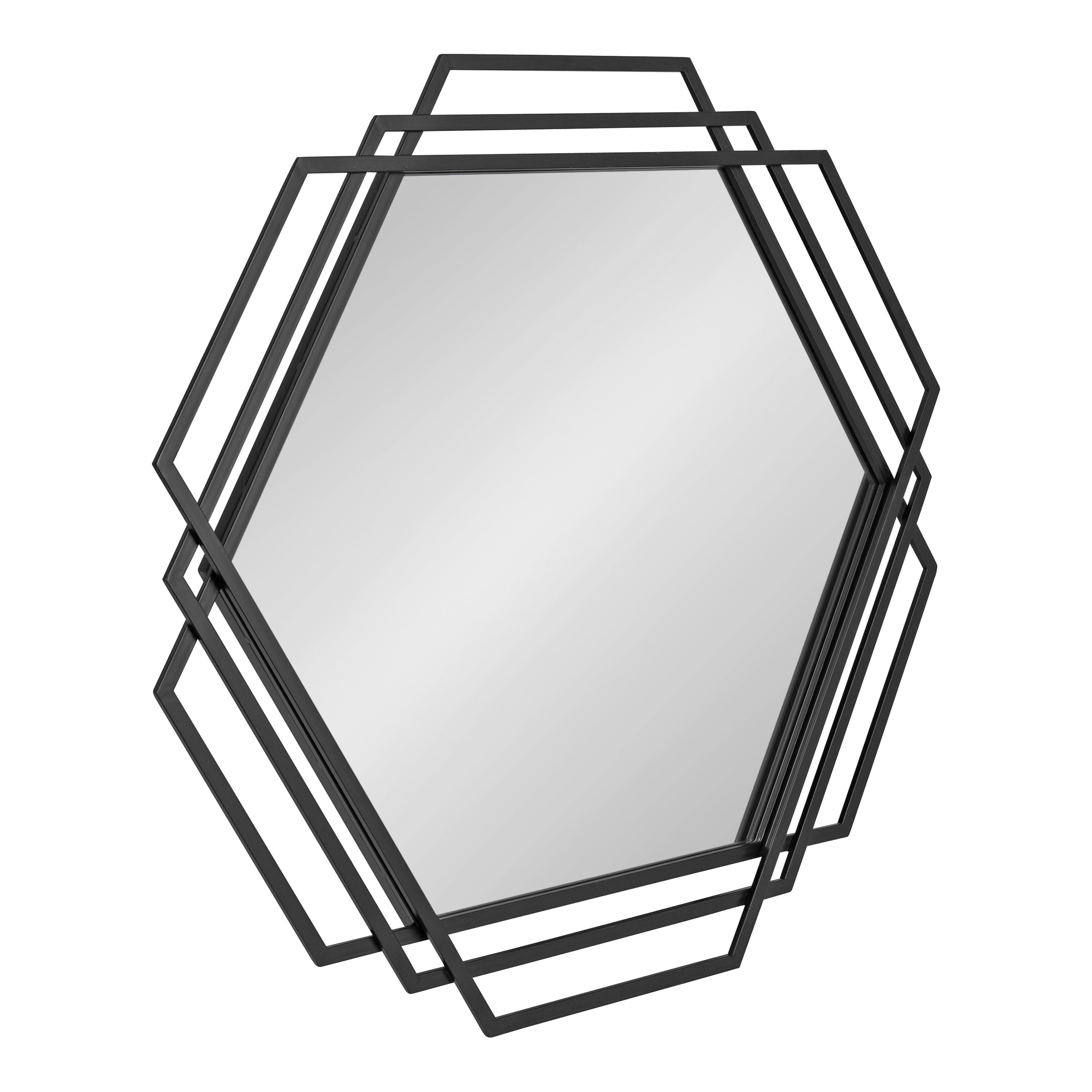 Kona 32x31 Black Iron Hexagon Bathroom Vanity Mirror