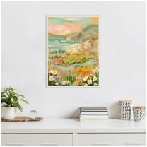 Kate and Laurel Landscape 4 Framed Canvas Wall Art by Annie Quigley 18 x 24 Sylvie Beaded White, Coastal, Landscapes, Nature Art for Wall Decor, Living Room, Bedroom