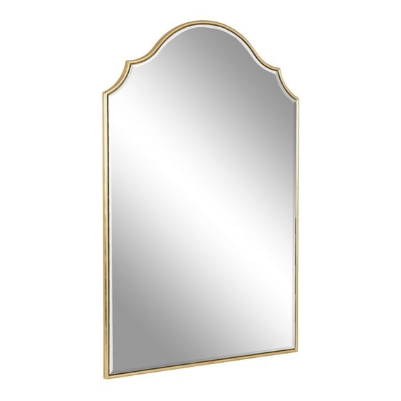 Kate and Laurel Leanna Modern Scalloped Arched Wall Mirror, 24 x 36, Gold, Stunning Glamorous Decorative Mirror with Arch Shape and Soft Scallops and Slim, Beveled Frame