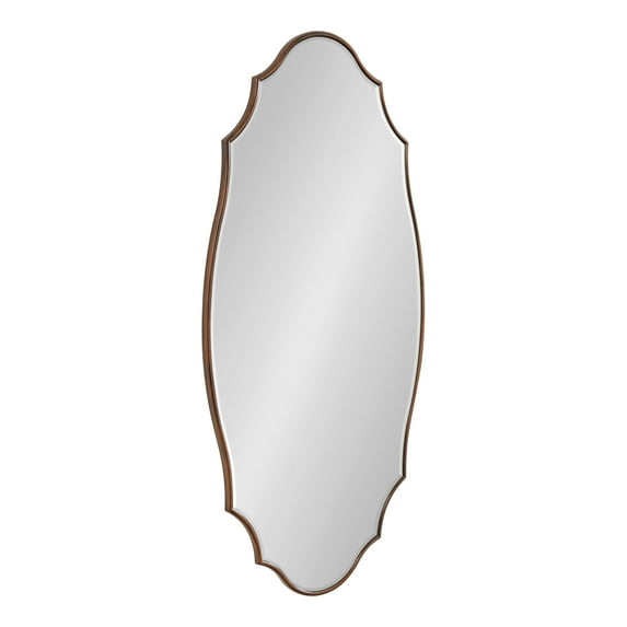 Kate and Laurel Leanna Vintage Full-Length Scalloped Oval Wall Mirror, 20 x 42, Dark Bronze, Traditional Oval Framed Mirror with Slight Beveled Frame and Modern Scallop Styling