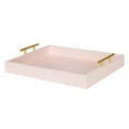 thumbnail image 1 of Kate and Laurel Lipton Decorative Modern Tray, 16.5 x 12.25, Pink, Glossy Pink Serving Tray with Polished Gold Handles for Hosting, Home Decor, and Storage, 1 of 6