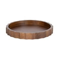 thumbnail image 1 of Kate and Laurel Lissi Decorative Round Tray with Wavy Design, 15 Inch Diameter, Walnut Brown, Mid-Century Modern Scalloped Circle Serving Tray for Coffee Table Ottoman, Dining Table, or Entryway Tray, 1 of 8