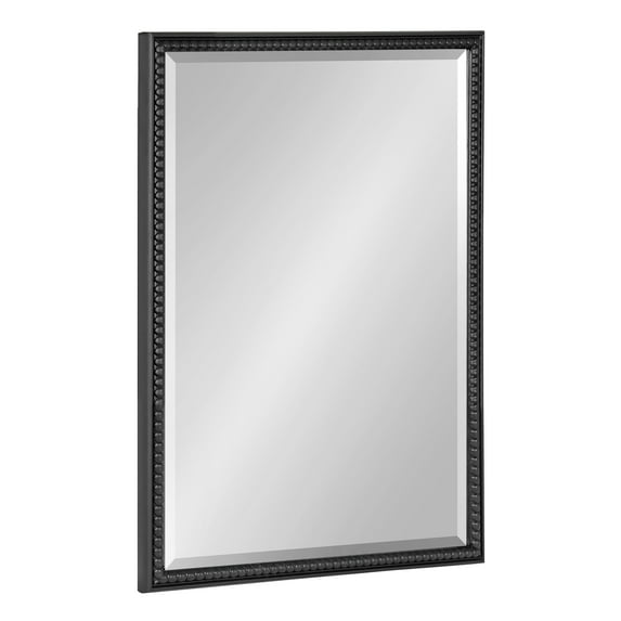 Kate and Laurel Makenna Traditional Rectangle Wall Mirror, 18 x 24, Black, Beaded Vintage Bathroom Mirror with Ornate Detailing and Beveled Edge Design
