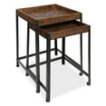 thumbnail image 1 of Kate and Laurel - Marsh 2-Piece Rustic-Modern Side Accent End Tables with Pieced Quilted Star Pattern Designed Wooden Tray Top and Distressed Black Metal Base, 1 of 5