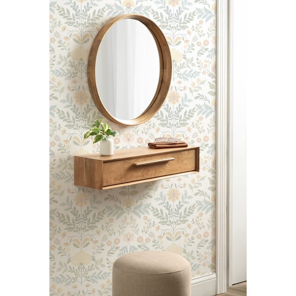 Kate and Laurel McCutcheon Modern Floating Console Table for Entryway, 30 x 9 x 6, Natural Wood, Decorative Transitional Floating Entryway Table for Use as Living Room Storage Wall Shelf