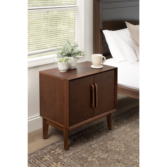 Kate and Laurel McCutcheon Modern Mango Wood Side Table with Storage Cabinet, 22 x 14 x 22, Walnut Brown, Transitional Wooden End Table for Use as Bedroom Nightstand or Entryway Decor Accent