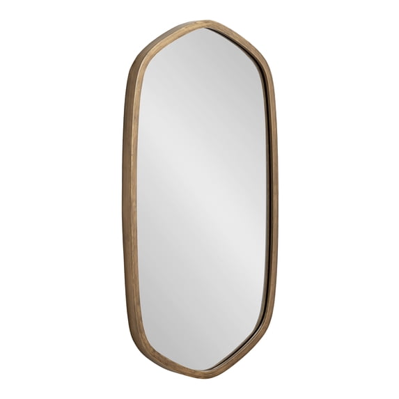 Kate and Laurel McLean Modern Metal Framed Oblong Hexagon Wall Mirror, 20 x 36, Antique Gold, Decorative and Vibrant Geometric Mirror with Rounded Corners for Contemporary Wall Decor