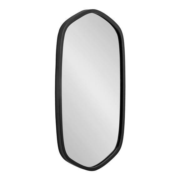 Kate and Laurel McLean Modern Metal Framed Oblong Hexagon Wall Mirror, 20 x 36, Black, Decorative and Vibrant Geometric Mirror for Contemporary Wall Decor