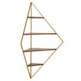 thumbnail image 1 of Kate and Laurel Melora Mid-Century Modern Corner Shelf, 24 x 38 x 17, Walnut and Gold, Glamorous Floating Corner Shelving with Four Shelves and Unique Geometric Shape, 1 of 7