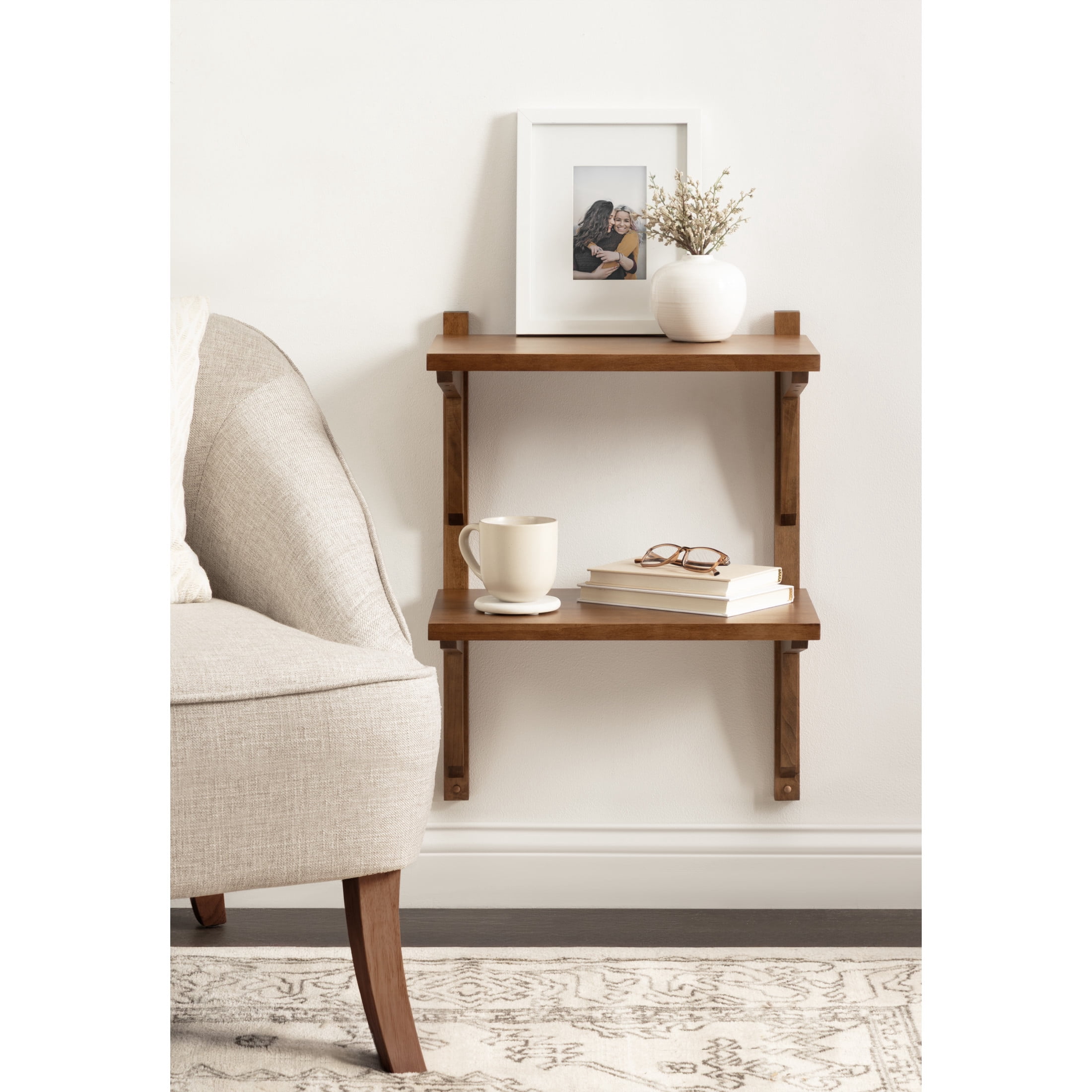Kate and Laurel Meridien Modern Wood Floating Side Table, 18 x 12 x 24 ...
