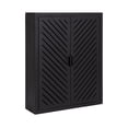 thumbnail image 1 of Kate and Laurel Mezzeta Decorative Modern Two-Door Floating Bathroom Cabinet, 22 x 7 x 28, Black, Decorative Over Toilet Storage Cabinet Made from Solid Mango Wood with Slatted Chevron Design, 1 of 9