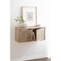 Kate and Laurel Mezzeta Decorative Two-Door Wall Cabinet, 30 x 10 x 14, Natural Wood, Decorative Modern Storage Cabinet for Use as Floating Nightstand or Floating TV Shelf