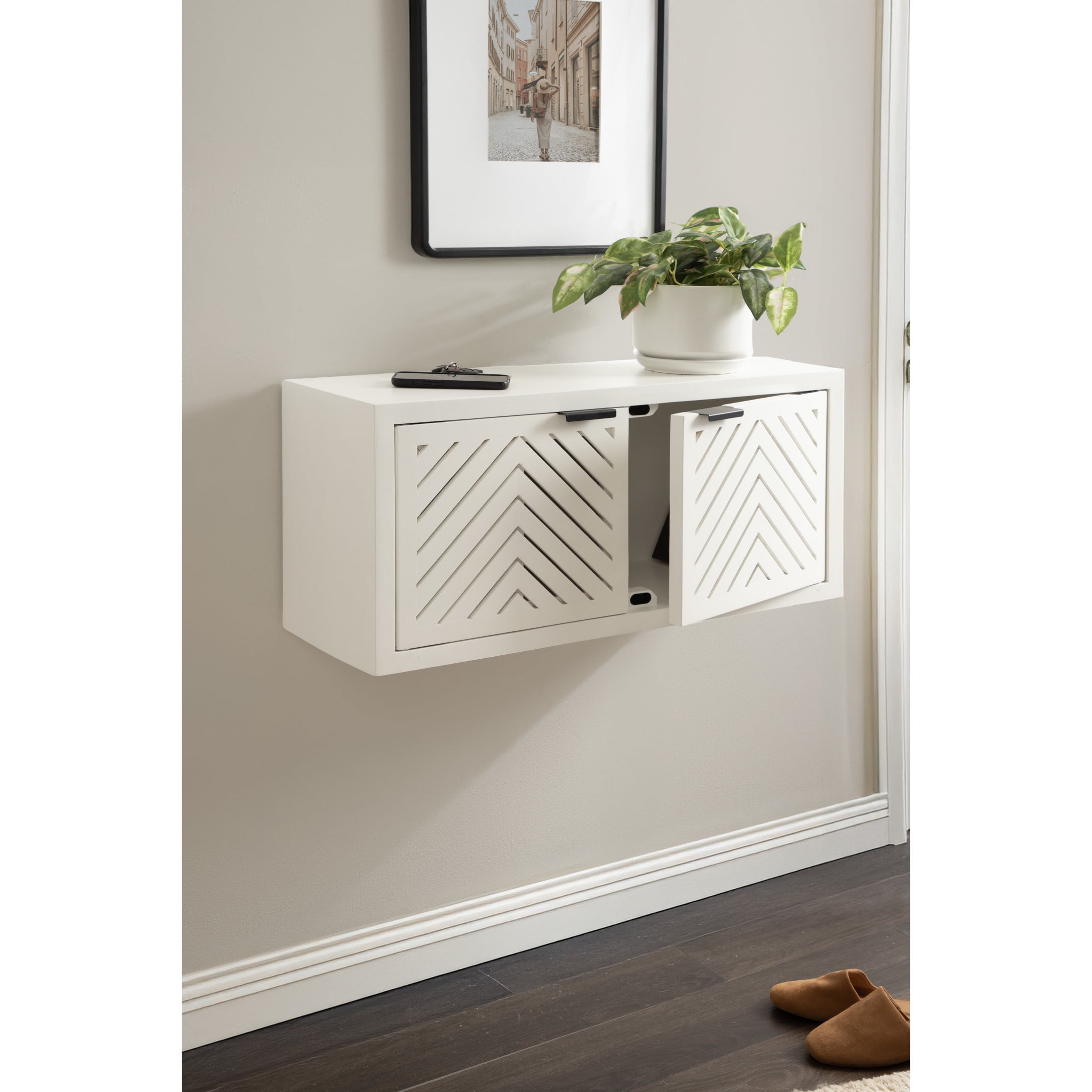 Kate and Laurel Kato Transitional Tavolino galleggiante in legno con cassetto, 45,7 x 25,7 x 22,7 cm, marrone naturale, moderno comodino galleggiante in legno per camera da letto comodino