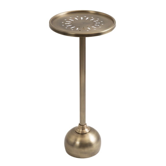 Kate and Laurel Miki Modern Pedestal Drink Table, 10 x 10 x 23, Antique Brass, Decorative Accent Patio Table for Use as Plant Stand Indoors or Outdoors or as a Living Room Martini Table