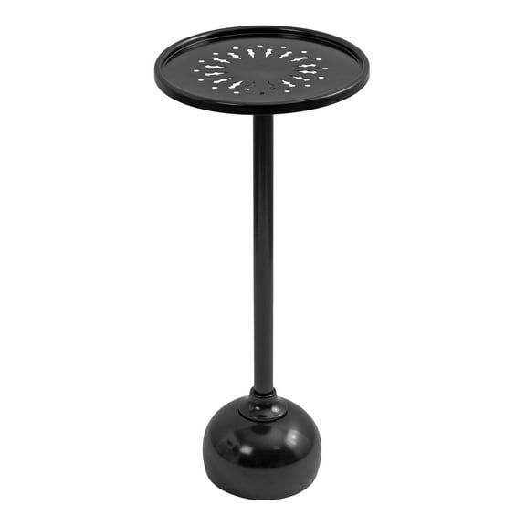 Kate and Laurel Miki Modern Pedestal Drink Table, 10 x 10 x 23, Black, Decorative Accent Patio Table for Use as Plant Stand Indoors or Outdoors or as a Living Room Martini Table