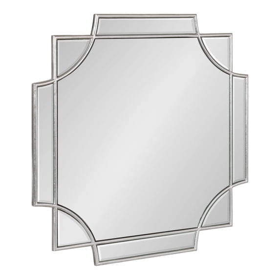 Kate and Laurel Minuette Traditional Square Mirror, 24 x 24, Silver, Decorative Farmhouse Mirror with Elegant Scalloped Interlocking Geometry With Slim Profile