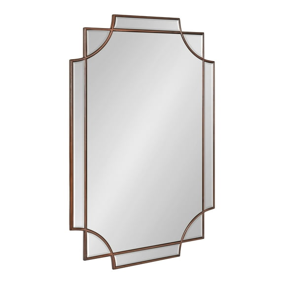 Kate and Laurel Minuette Traditional Wall Mirror, 24 x 36, Bronze, Decorative Farmhouse Mirror with Elegant Scalloped Interlocking Geometry With Slim Profile