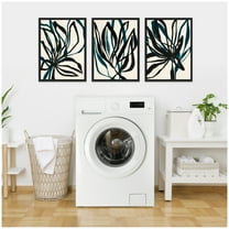 Kate and Laurel Modern Floral 1, 2 and 3 Set of 3 18x24 Framed Canvas Wall Art Set by Alicia Bock, Sylvie Black, Modern, Abstract, Flowers, Abstract Art for Wall Decor, Living Room, Bedroom