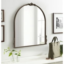 Kate and Laurel Myrcelle Ornate Vintage Arched Mirror, 30 x 32, Bronze, Decorative Wide Arch Mirror for Use as Fireplace Mantel Mirror or Bathroom Mirror for Over Sink