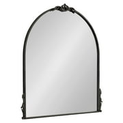 Kate and Laurel Myrcelle Traditional Arched Mirror, 30 x 32, Black, Decorative Large Arch Mirror with Ornate Garland Detailing along the Crown and Edges of the Frame