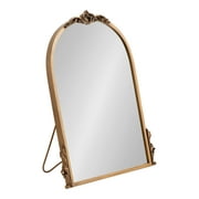 Kate and Laurel Myrcelle Traditional Arched Tabletop Easel Mirror, 14 x 19, Gold, Vintage Small Arch Mirror with Ornate Garland Detailing along the Crown and Edges of the Frame