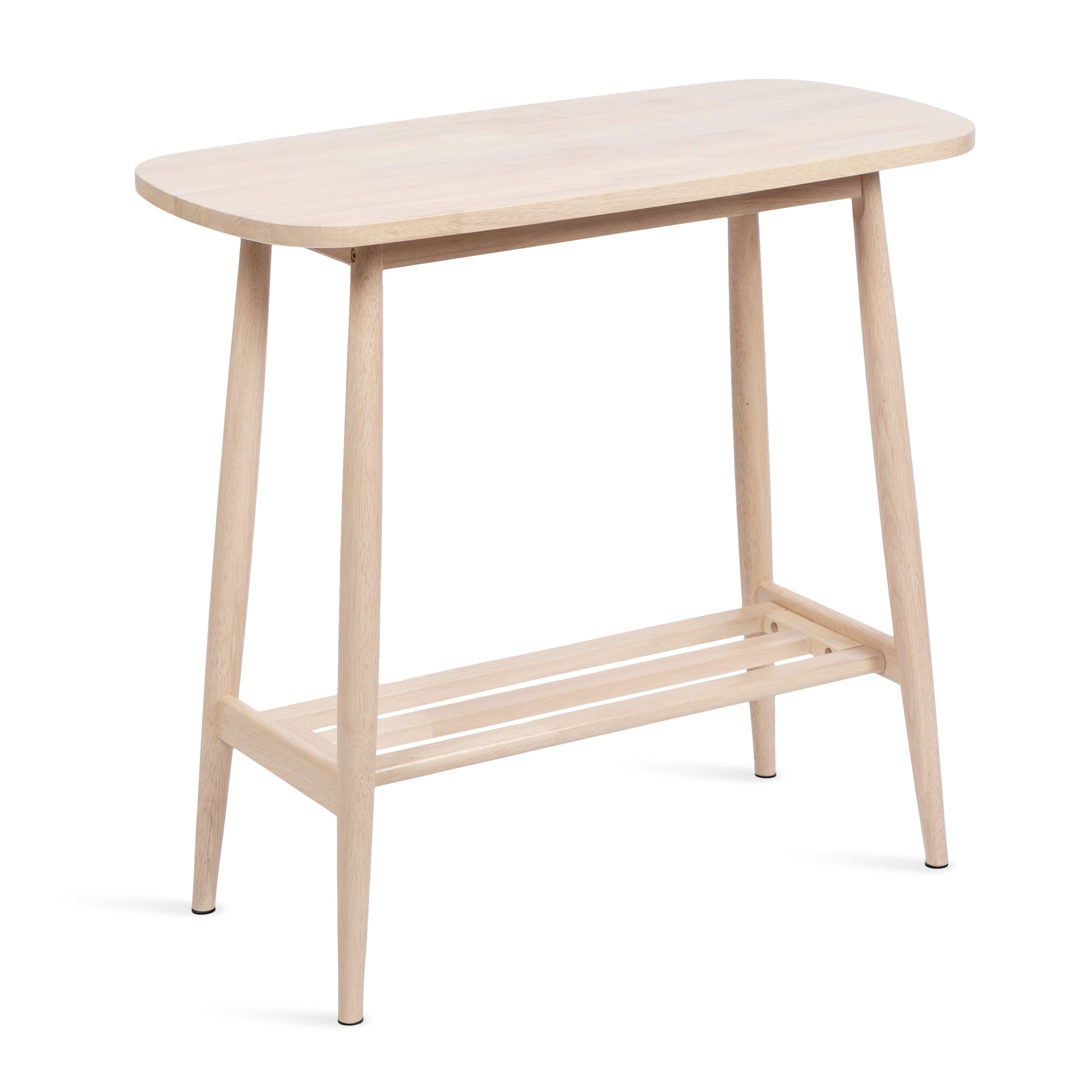 Natural Light Wood Console Table with Storage Shelf