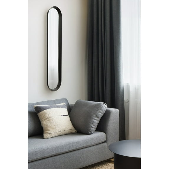 Kate and Laurel Niya Modern Slim Panel Wall Mirror, 10 x 40, Black, Minimal Tall Mirror Wall Decor for Use as Skinny Entryway Mirror or Decorative Bedroom Mirror