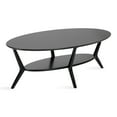 thumbnail image 1 of Kate and Laurel Nylah Oval Wooden Coffee Table, 48 x 26 x 18, Black, Modern Tiered Living Room Table with Solid Wood Construction and Sculptured Dowel Legs, 1 of 8