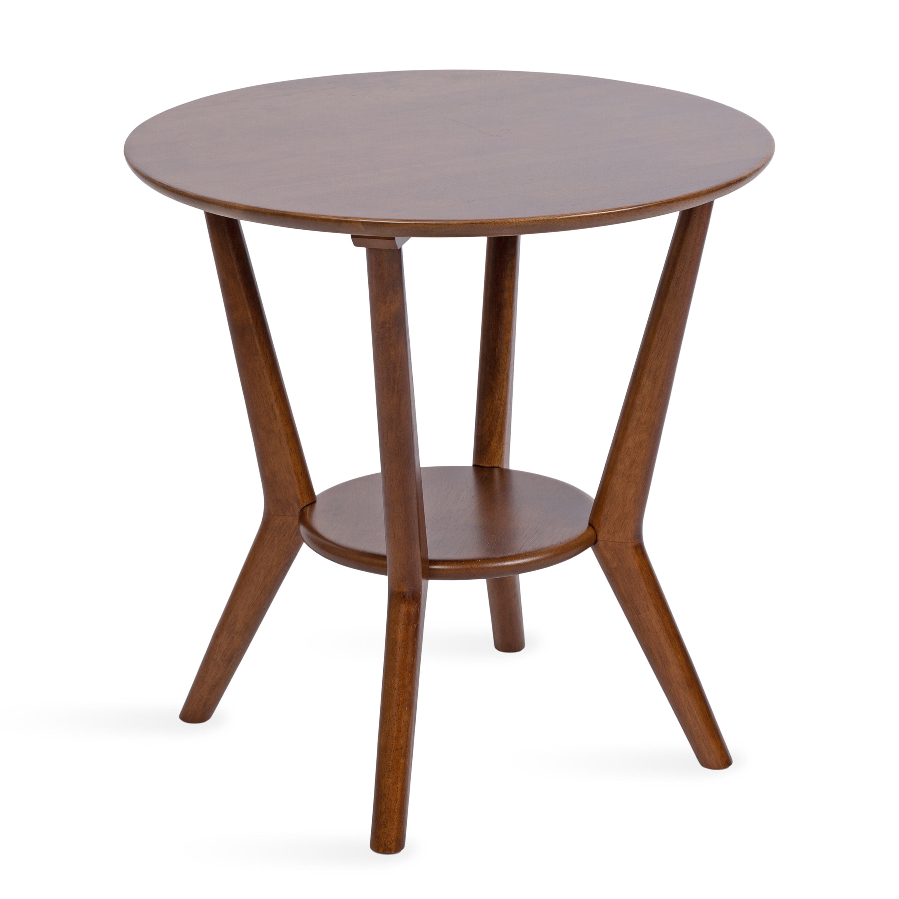 Kate and Laurel Nylah Round Wooden Side Table, 24 x 24 x 24, Walnut