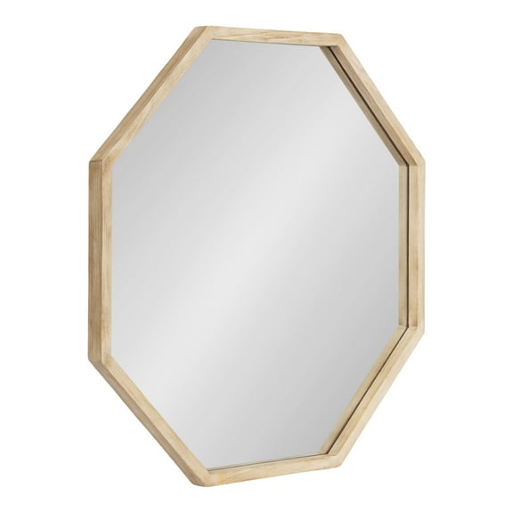 Kate and Laurel Occonor Vintage Distressed Wooden Octagon Mirror, 26 x 28, Natural Brown, Rustic Farmhouse Irregular Wall Mirror with Geometric Shape and Unique Finish