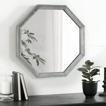 Kate and Laurel Ocono Vintage Galvanized Metal Octagon Wall Mirror, 26 x 26, Silver, Rustic Farmhouse Octagonal Mirror with Geometric Shape and Unique Finish