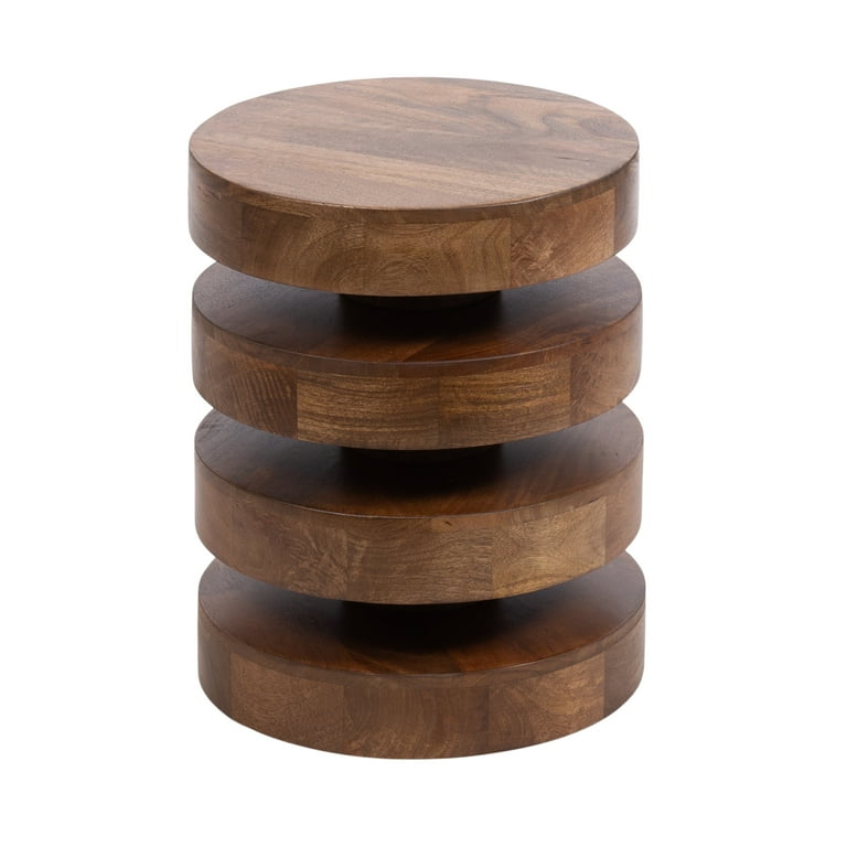 Kate and Laurel Omar Mid-Century Modern Wooden Round Side
