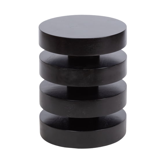 Kate and Laurel Omar Modern Wooden Round Side Table, 14 x 14 x 18, Black, Geometric Floating Disks Circle End Table for Use as Bedroom Night Stand or Living Room Table Option