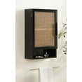 thumbnail image 1 of Kate and Laurel Ori Transitional Cane Wall Cabinet with Door, 15 x 7 x 24, Black and Natural Rattan, Decorative Rattan Over the Toilet Cabinet with Two Shelves and Bonus Storage Cubby, 1 of 12