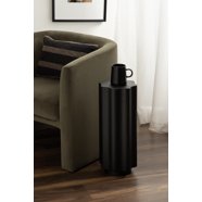 Kate And Laurel Lockridge C-Table - Foldable Side Table, Light Rustic Brown And Black, Industrial Farmhouse