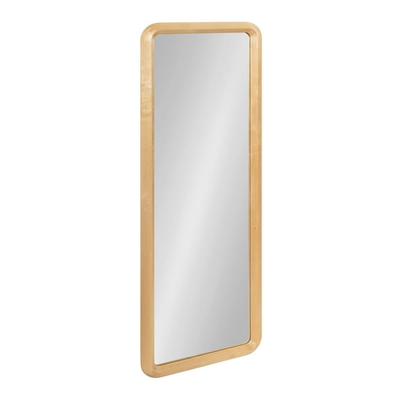 Kate and Laurel Pao Modern Rounded Rectangular Wall Mirror, 16 x 48, Natural Wood, Decorative Scandinavian Tall Wood Mirror with Radius Corners for Vertical or Horizontal Display