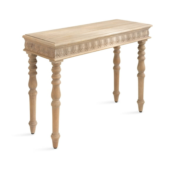 Kate and Laurel Patresa Traditional Carved Wood Console Table, 36 x 30 x 14, Natural, Decorative Rectangle Entryway Table with Wooden Carving Details and Turned Legs