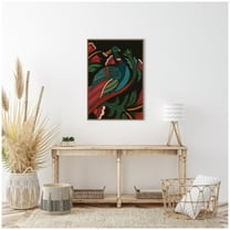 Kate and Laurel Peacock Framed Canvas Wall Art  by Carey Copeland 23 x 33 Sylvie Beaded Dark Gold, Whimsical, Animals, Nature, Tropical, Flowers Art for Wall Decor, Living Room Bedroom