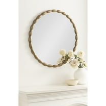 Kate and Laurel Perlina Modern Scalloped Round Mirror, 26 Inch Diameter, Antique Brass, Decorative Circle Wavy Mirror with Unique Rippled Edge and a Sand-Cast Aluminum Frame