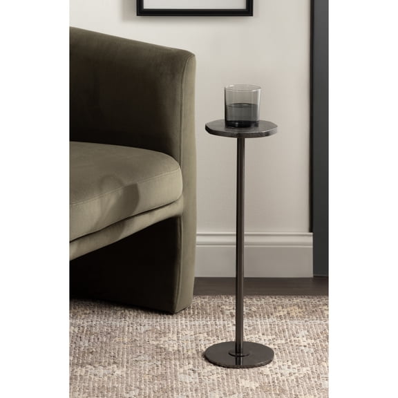 Kate and Laurel Pianka Decorative Modern Pedestal Round Drink Table, 7 x 7 x 22, Gunmetal, Cast Aluminum Mini Table with Organic Tabletop Shape for Use as Small Plant Stand or Living Room Accent
