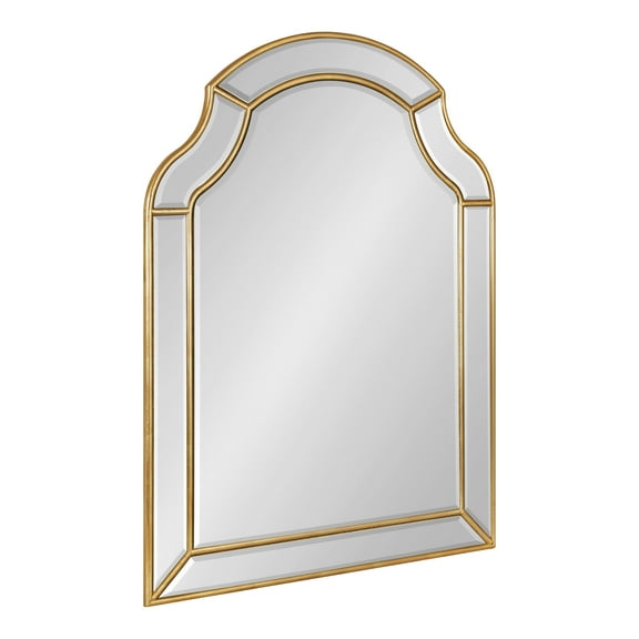 Kate and Laurel Pinchot Glam Arched Wall Mirror, 24 x 32, Gold, Sophisticated Scalloped Arch Mirror for Wall Decor with Overlay and Dimensional Design