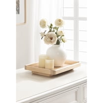 Kate and Laurel Planche Decorative Footed Woven Rattan Tray with Solid Wood Frame, 17 x 12, Natural, Modern Wood Rectangle Serving Tray for Living Room or Entryway Decor