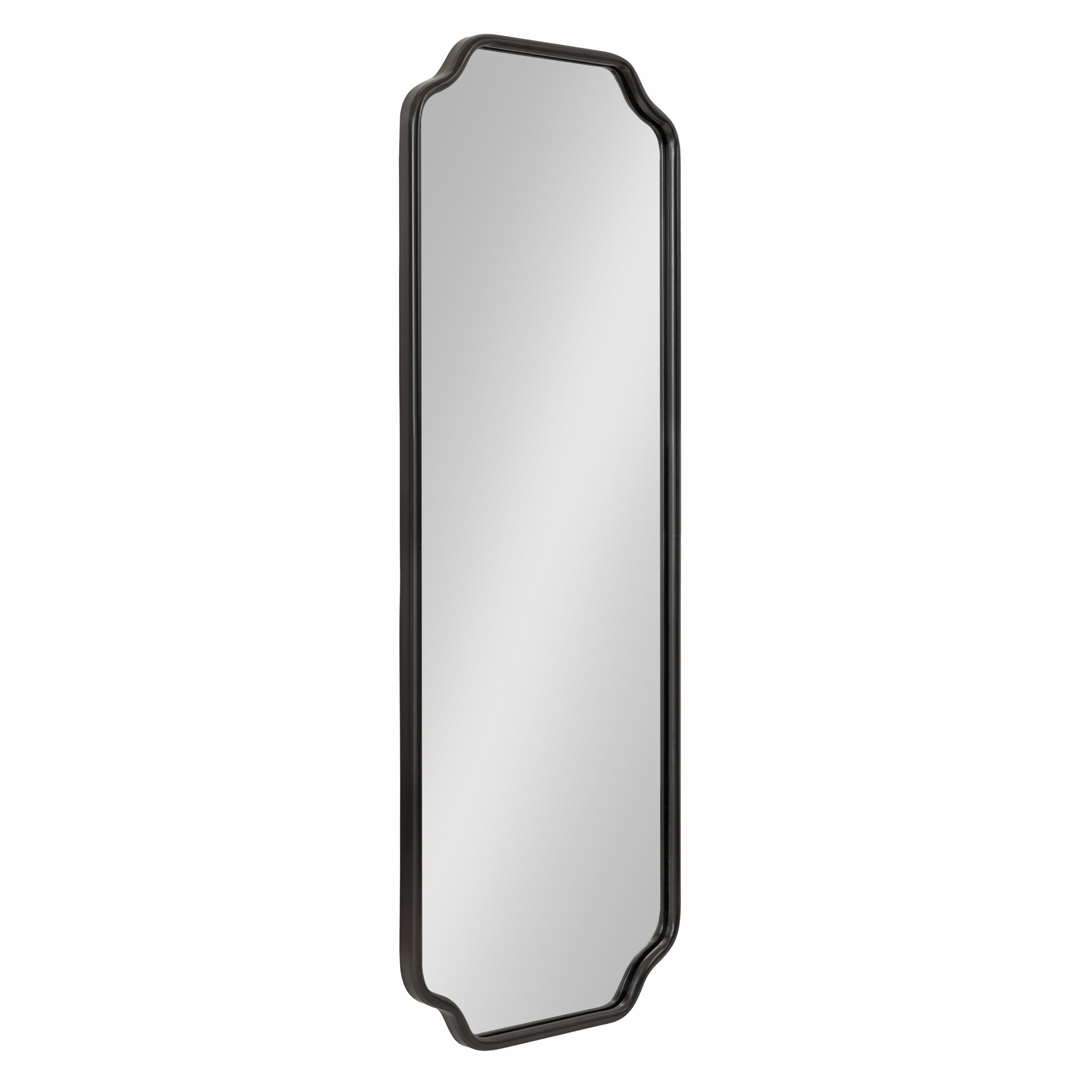 Plumley Black Scalloped Full Length Wall Mirror, 18 x 48