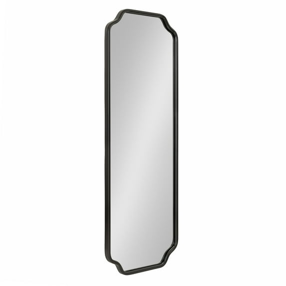 Kate and Laurel Plumley Scalloped Full Length Wall Mirror, 18 x 48, Black, Modern Panel Mirror Wall Decor for Use as Full Size Bedroom Mirror or Large Entryway Mirror