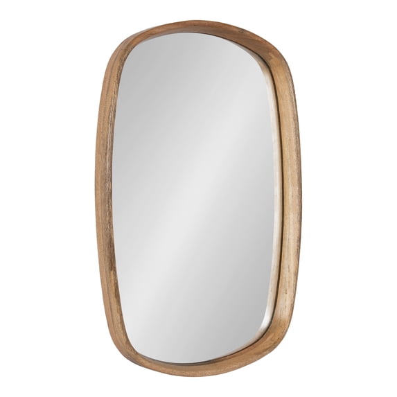 Kate and Laurel Prema Soft Round Rectangle Modern Wall Mirror, Natural Brown, 20 x 30, Framed Rounded Rectangular Mango Wood Mirror for Minimal Home Decor