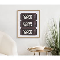 Kate and Laurel Preppy Retro Positive Quote Good Times Ticket Framed Wall Art by The Creative Bunch Studio, 16x20 Gold, Movie Theater Ticket Art for Wall