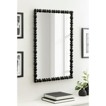 Kate and Laurel Prindle Turned Wood Beaded Rectangle Mirror, 23 x 34, Black, Vintage Rectangular Wall Mirror for Use as Fireplace Mantel Mirror Bathroom Mirror for Over Sink